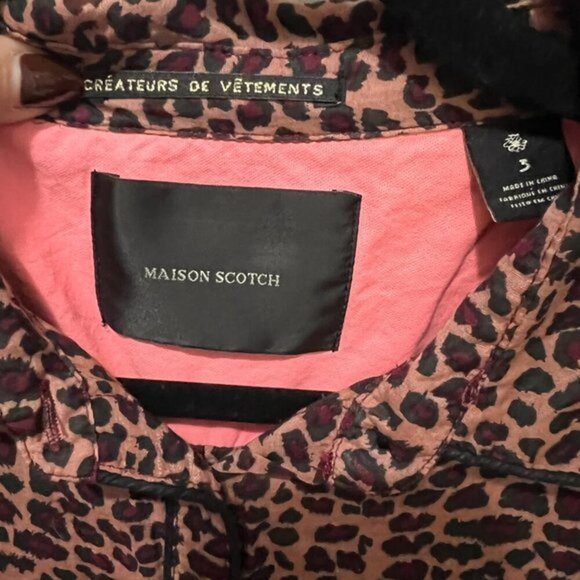 Maison Scotch Createurs de Vetements Animal Print Button Front Shirt SZ 3 - Picture 2 of 8